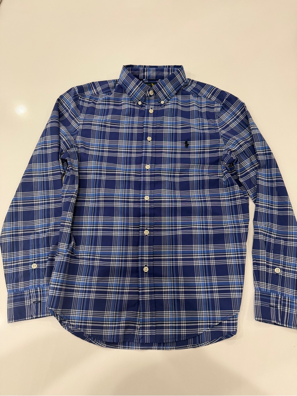 Ralph Lauren Blue & White Plaid Button-Down Shirt
